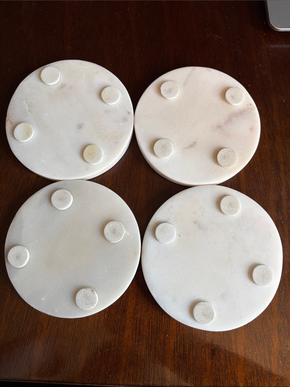 Pottery Barn Monogram Coasters Handcrafted Marble & Acacia Wood Letter C Initial - Picture 3 of 9
